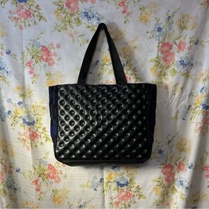Andrea Valentini Stylish Black Quilted Tote Bag